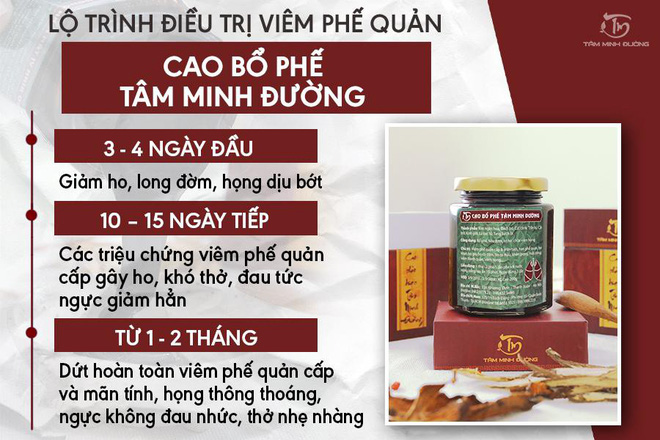 Lộ trình điều trị bệnh viêm phế quản bằng Cao Bổ Phế Tâm Minh Đường